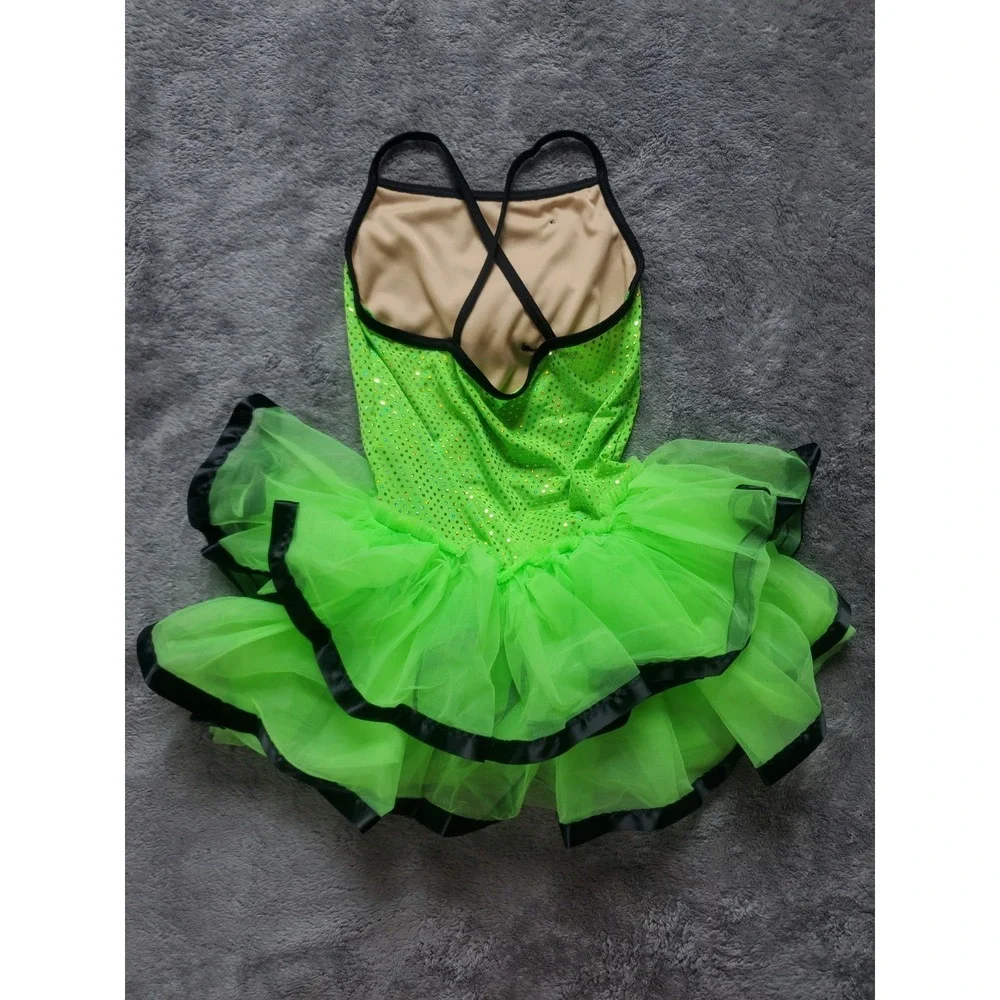 Girl Weissman Green Sequin Tutu Jazz Tap Ballet Dance Costume Size IC RN 64830